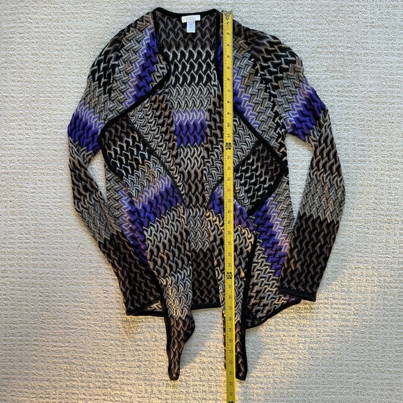 CHICO’S | Black, White, Purple Waterfall Cardigan Sz S - Picture 3 of 5